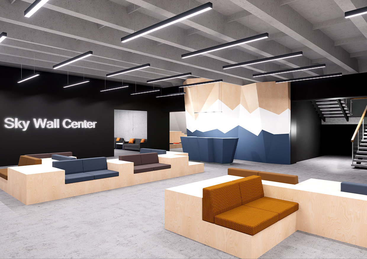 Interjera dizaina projekts BRĪVA LAIKA PAVADĪŠANAS CENTRS “SKY WALL CENTER”, 2023