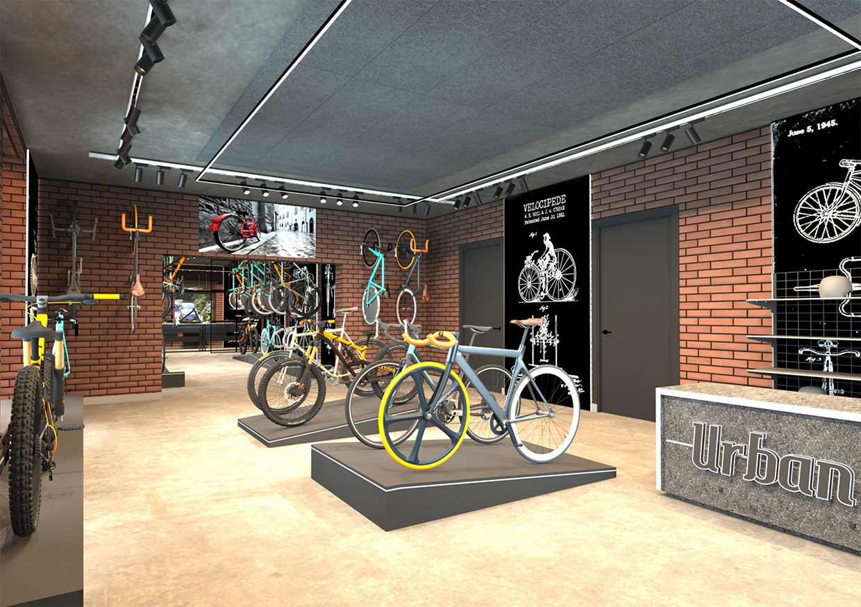 Velosipēdu veikala URBAN RIDE interjers, 2024